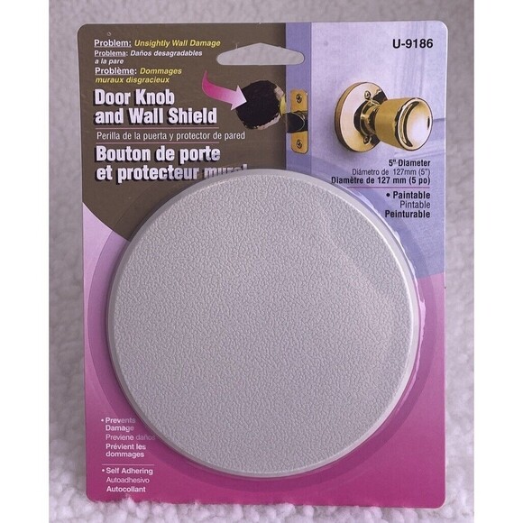 Prime Line 5" Ivory Textured Surface Door Knob & Wall Shield - Picture 3 of 5